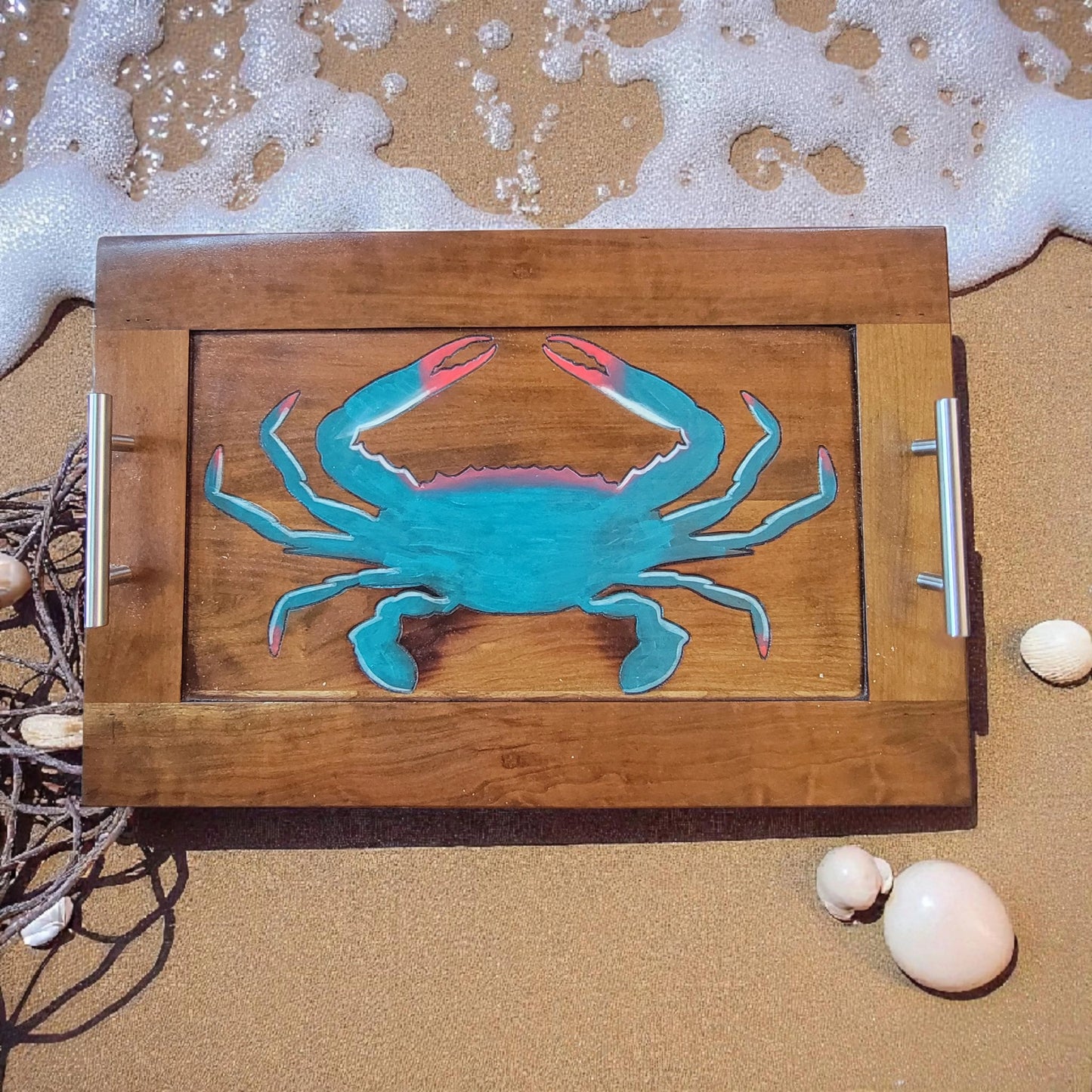 Handcrafted Rectangle Blue Crab Trays