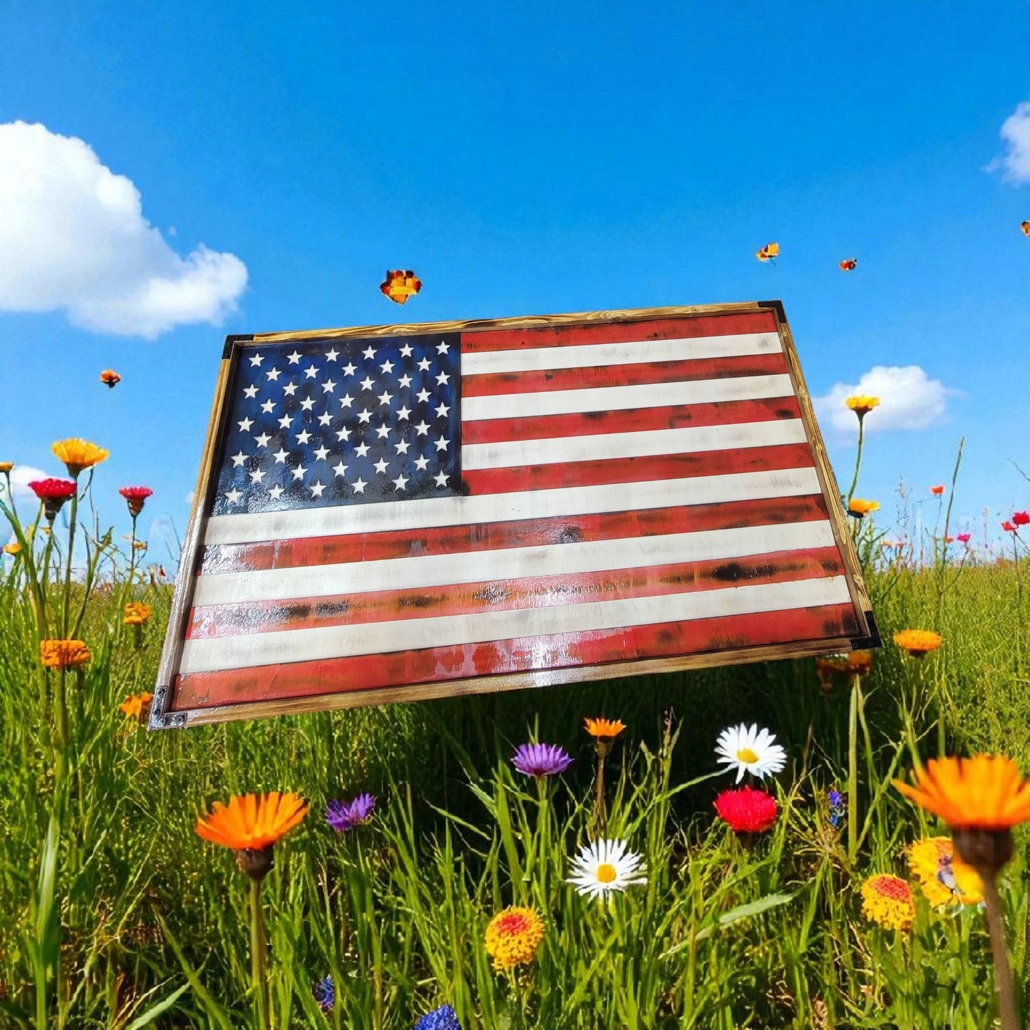 Handcrafted Wooden U.S. Flags
