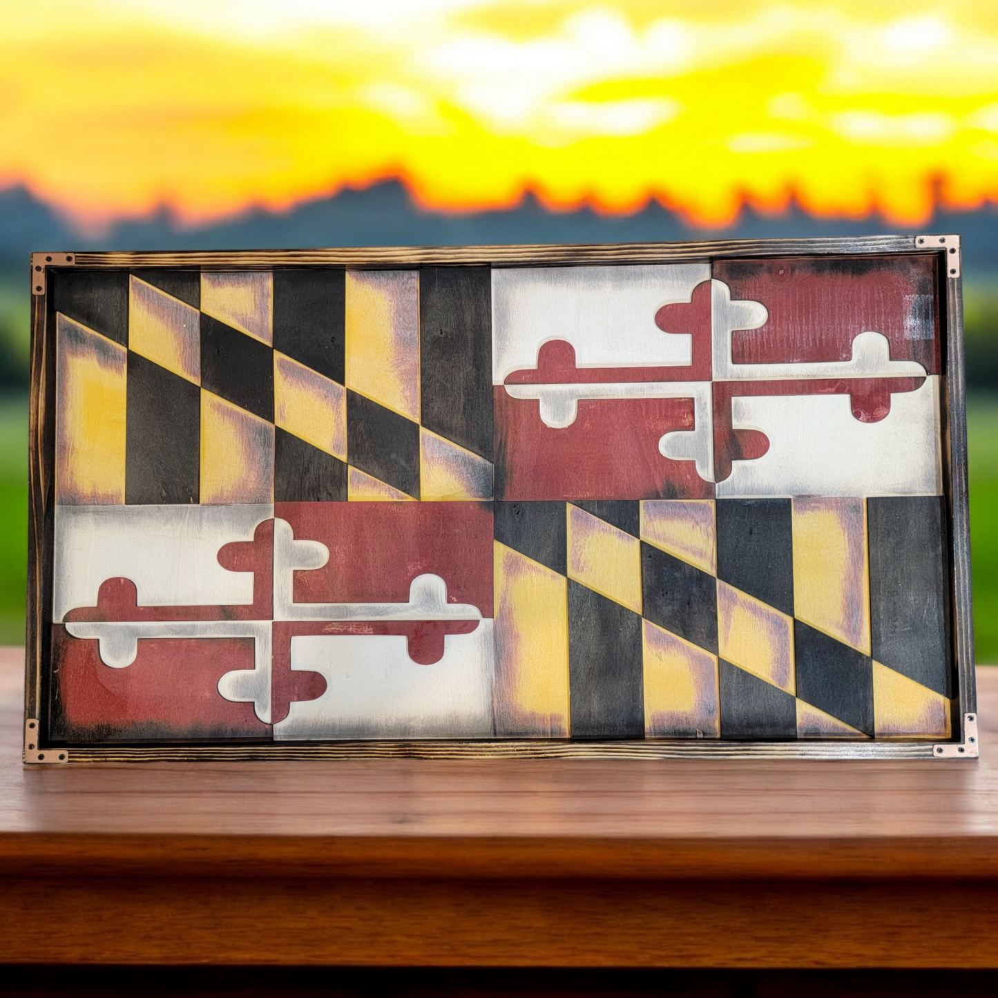Handcrafted Wooden Maryland Flag