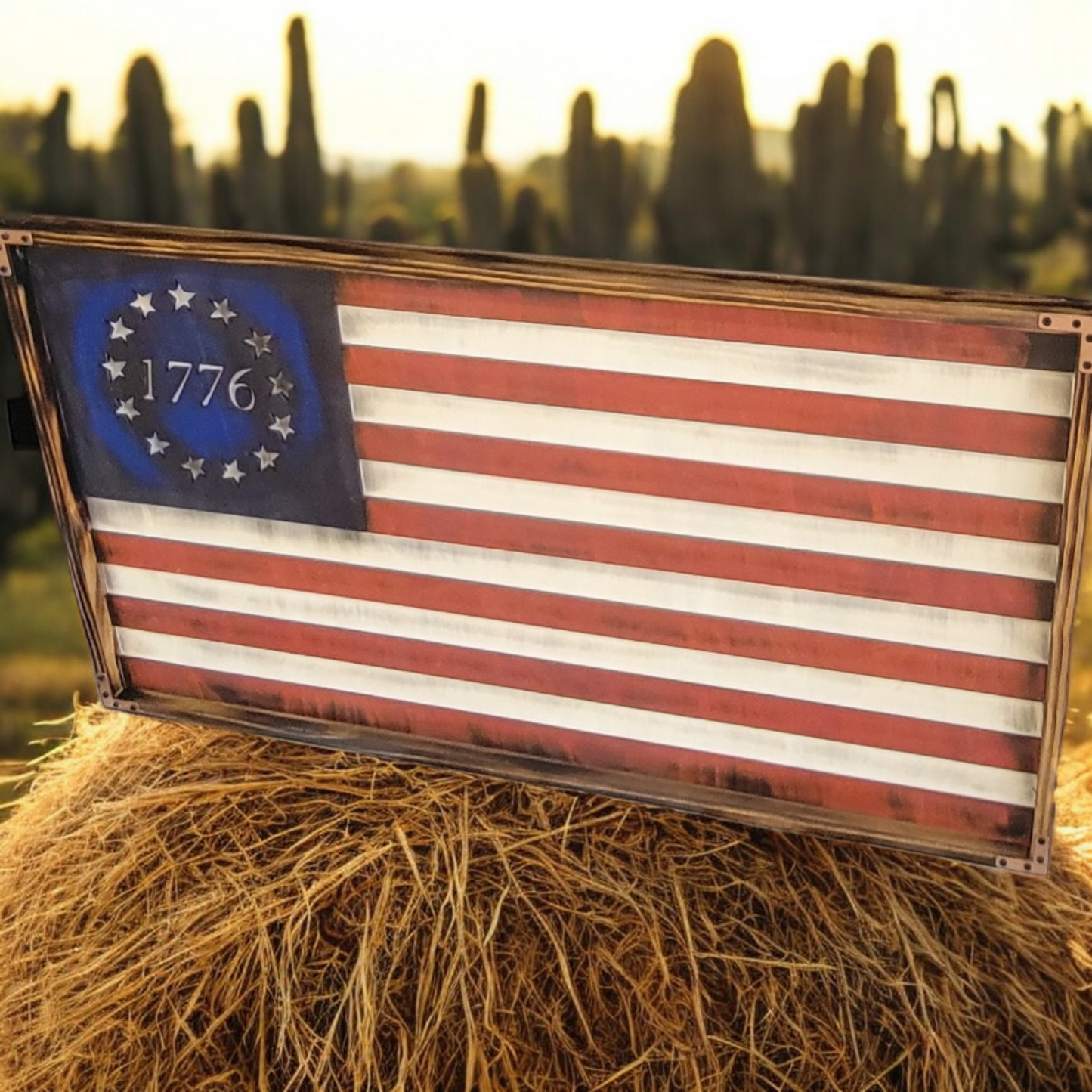 Handcrafted Wooden 1776 U.S. Flags