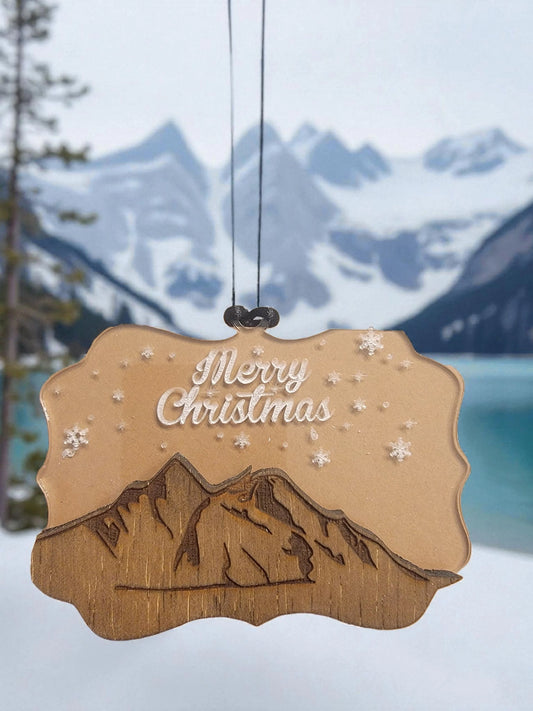 Merry Christmas Mountain Ornament